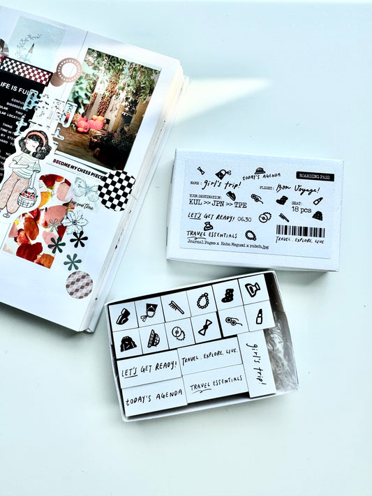 Journal Pages X Rabch - Girls Trip | 17pcs Rubber Stamp Set