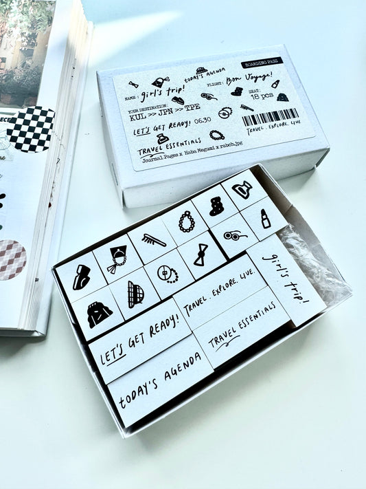Journal Pages X Rabch - Girls Trip | 17pcs Rubber Stamp Set