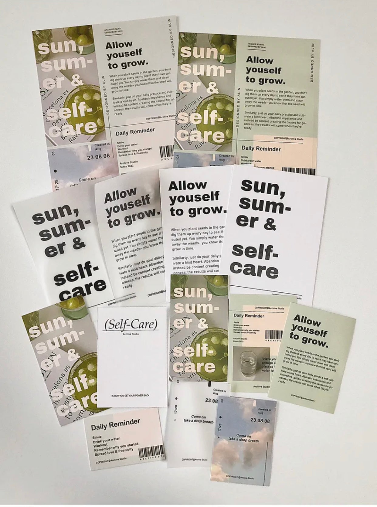 Archive Studio - Self-Care | 14pcs Deco Pack | Ephemera Paper | Sticker