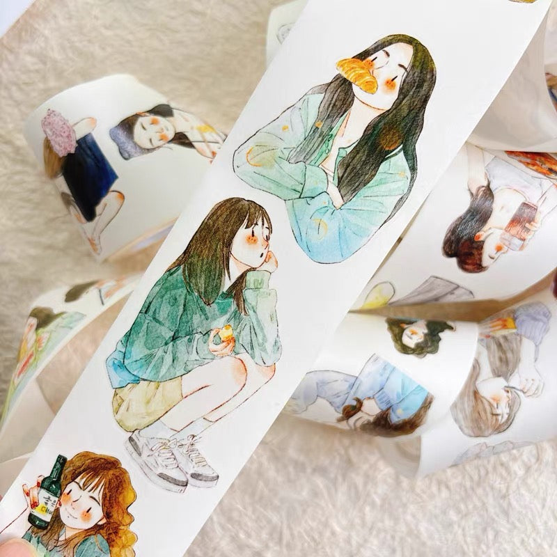 NEW! DingDing - No.57 Foodie Girls | Kiss-cut | 5.5cm Tape | Release Paper | 10M