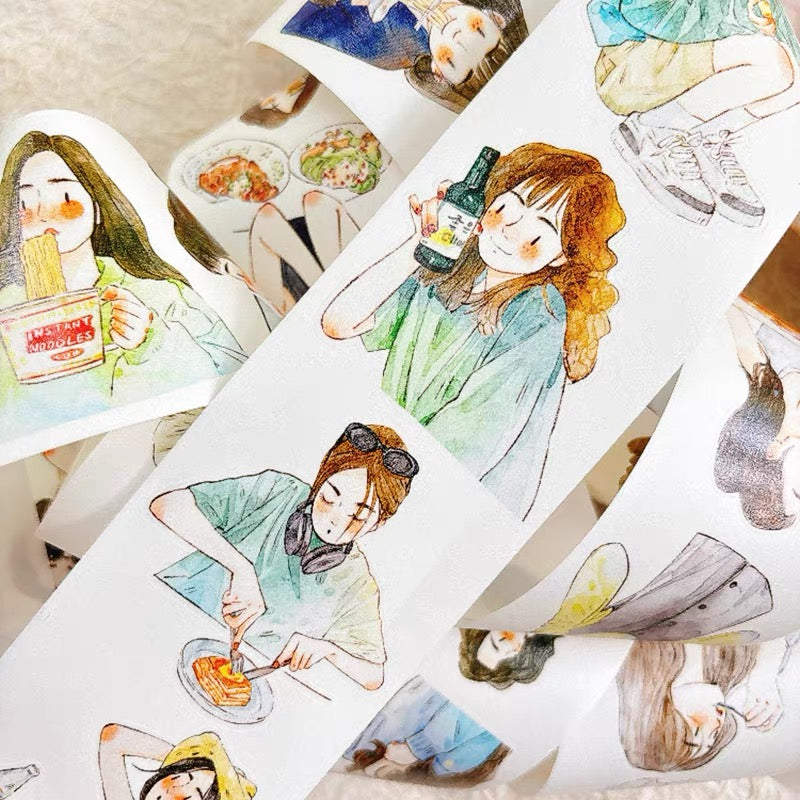 NEW! DingDing - No.57 Foodie Girls | Kiss-cut | 5.5cm Tape | Release Paper | 10M