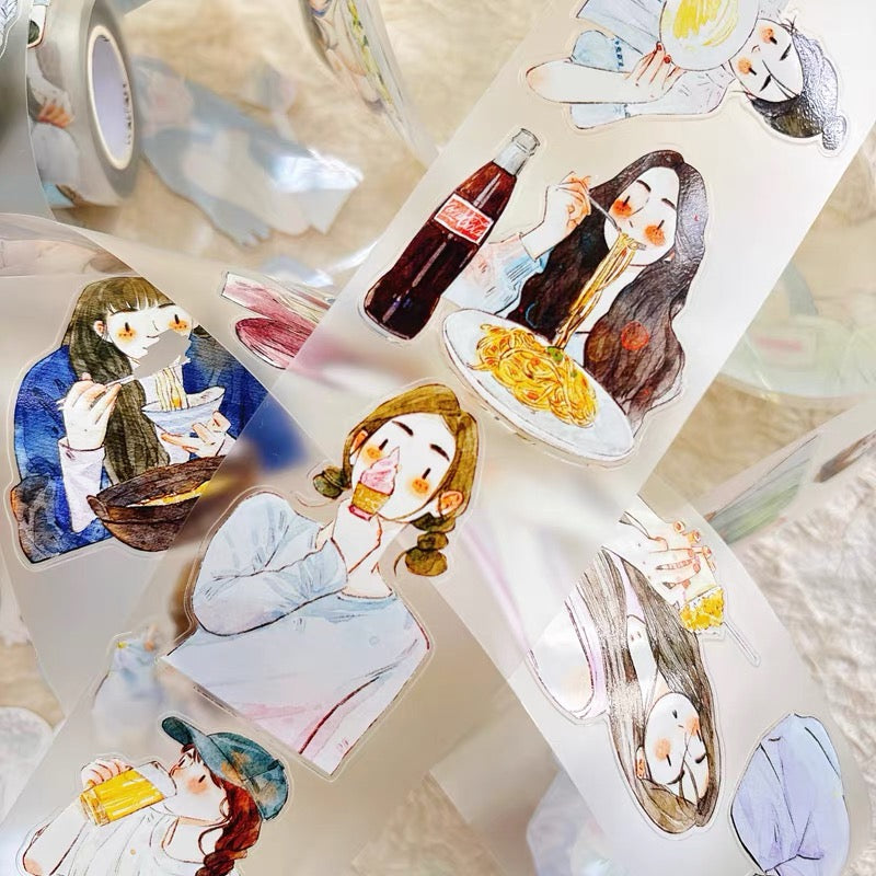NEW! DingDing - No.57 Foodie Girls | Kiss-cut | 5.5cm Tape | Release Paper | 10M