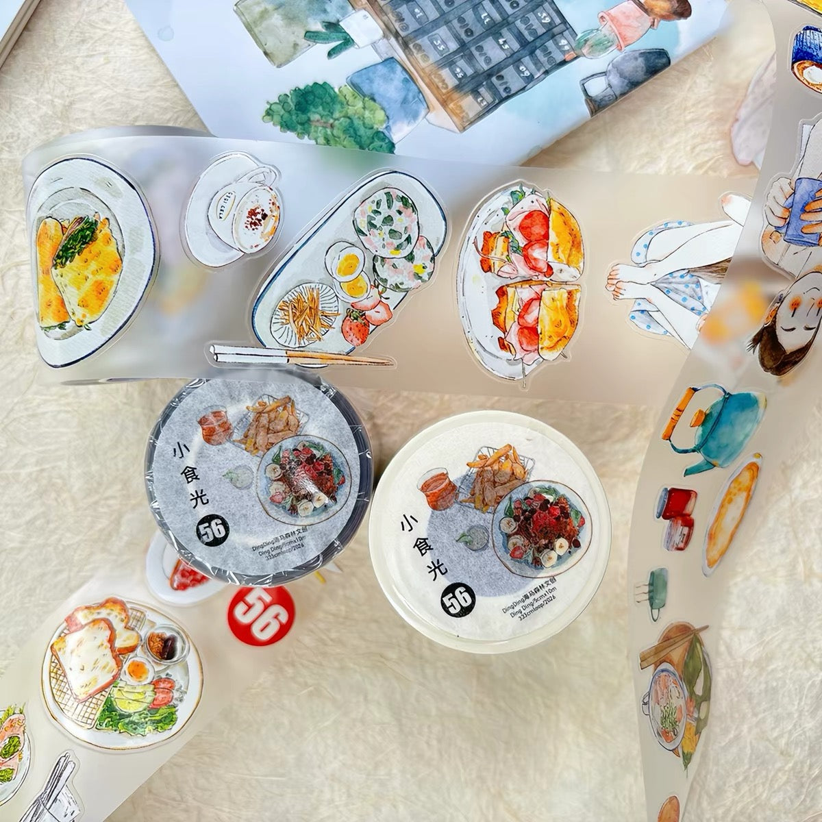 NEW! DingDing - No.56 Little Food Moments | Kiss-cut | 5cm Tape | Release Paper | 10M