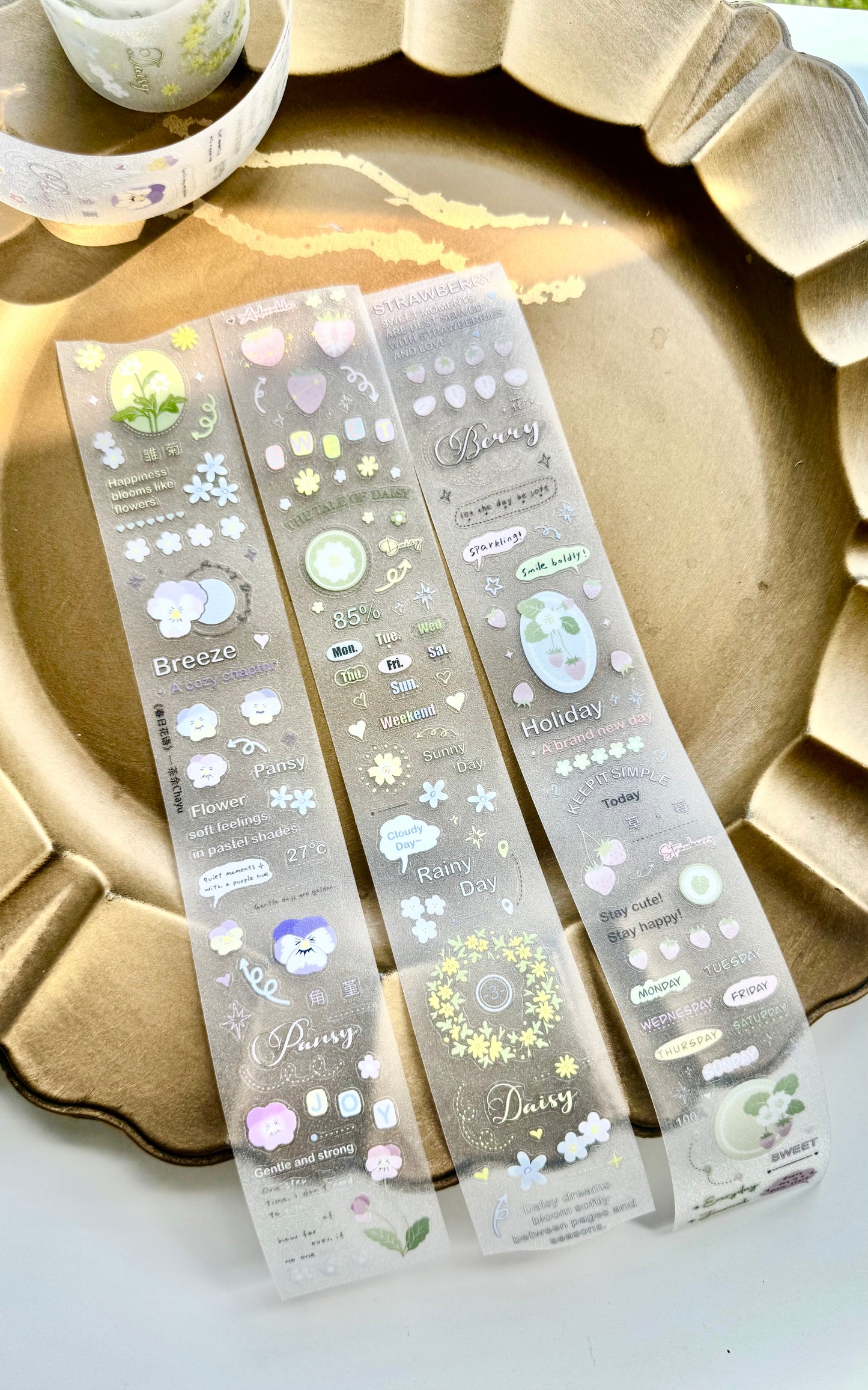 NEW! Chayu - Flower Letter | Kiss-cut | 4cm Glitter PET Tape | Release Paper | 5.25M
