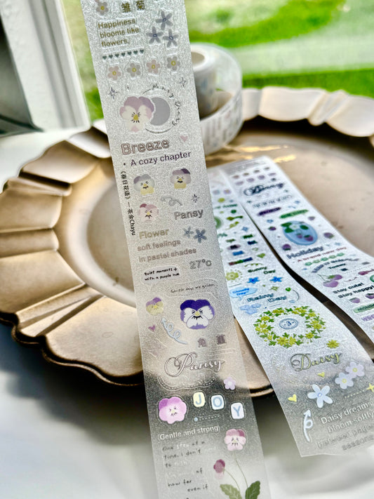 NEW! Chayu - Flower Letter | Kiss-cut | 4cm Glitter PET Tape | Release Paper | 5.25M