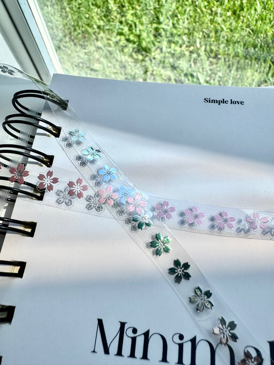 NEW! Life Tape - Sakura Strip | Kiss-cut | Silver Oil | 1cm PET Tape | Release Paper | 5M