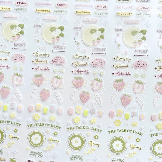 NEW! Chayu - Flower Letter | Kiss-cut | 4cm Glitter PET Tape | Release Paper | 5.25M