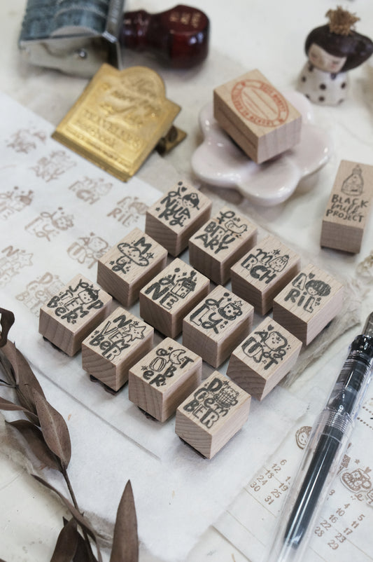 Black Milk Project - This Moment | Month Set | 12pcs Rubber Stamp Set