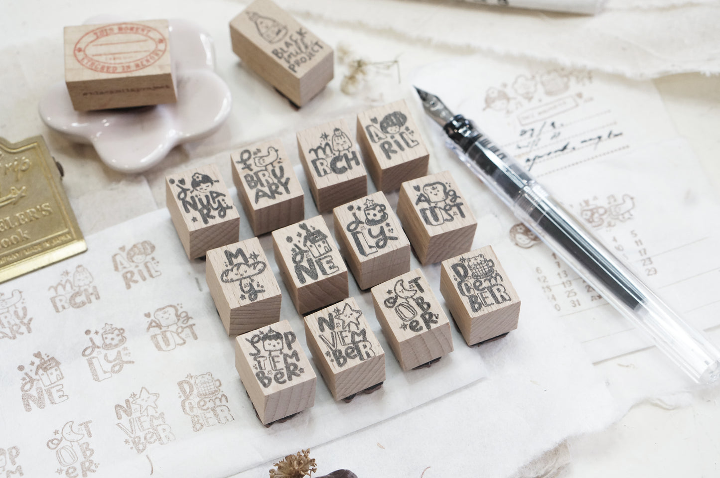 Black Milk Project - This Moment | Month Set | 12pcs Rubber Stamp Set