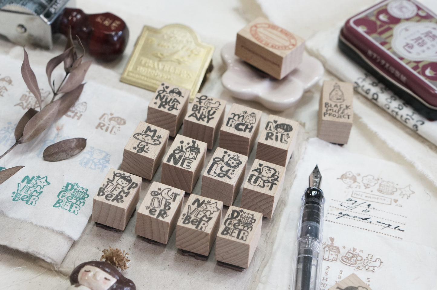 Black Milk Project - This Moment | Month Set | 12pcs Rubber Stamp Set