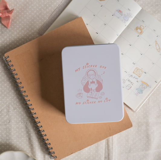 Sho Little Happiness - My Sticker Box | Tin Box | Organizer |  Desk Decor | box only | Journaling Accessory