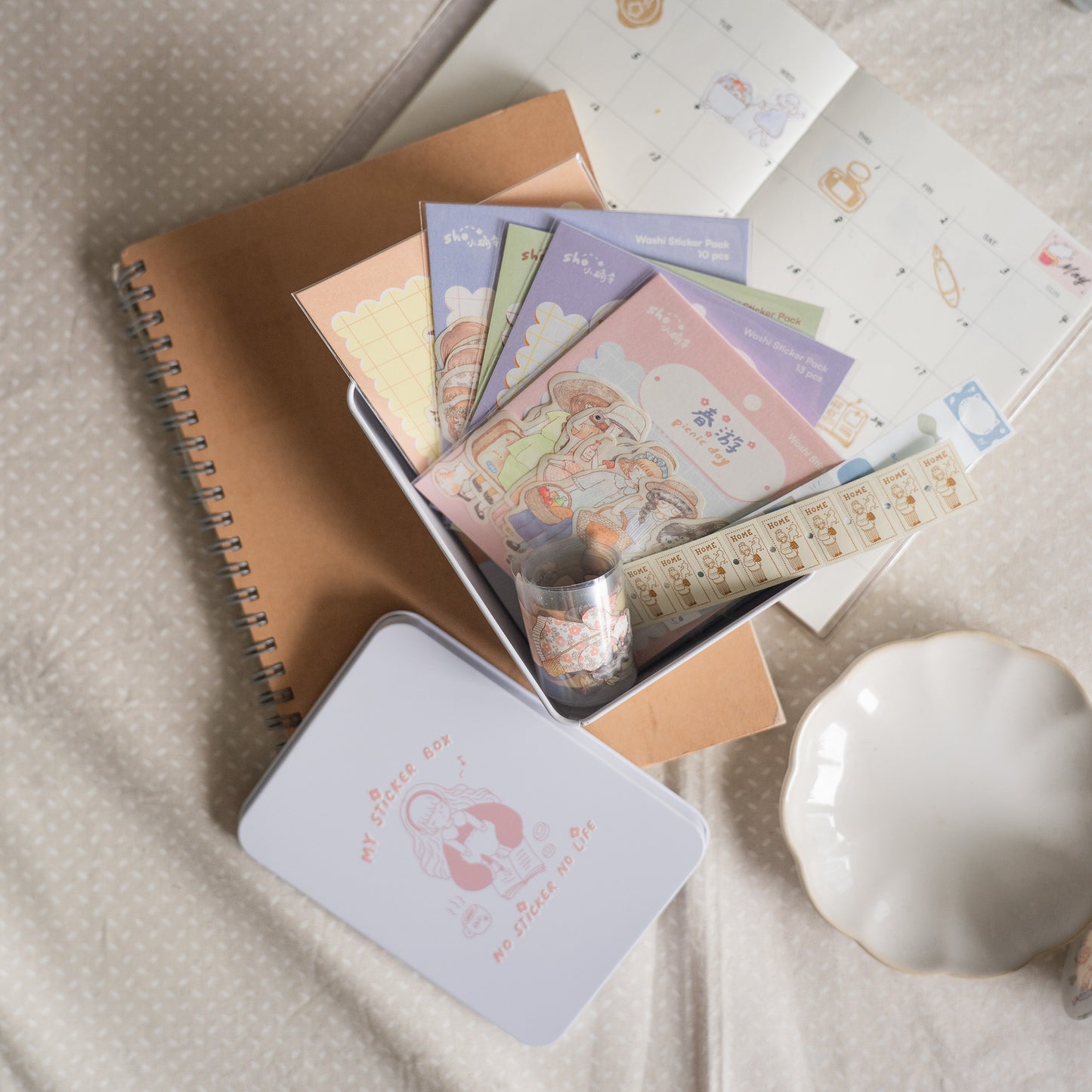Sho Little Happiness - My Sticker Box | Tin Box | Organizer |  Desk Decor | box only | Journaling Accessory