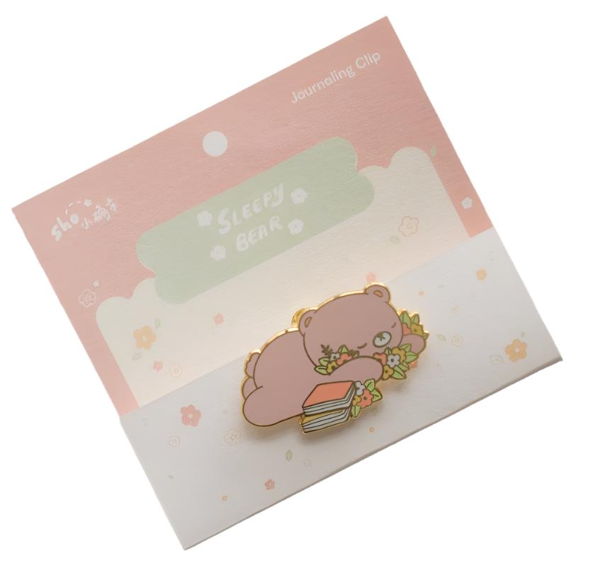 Sho Littlehappiness - Sleepy Bear | Metal Planner Clip | Journal Accessories