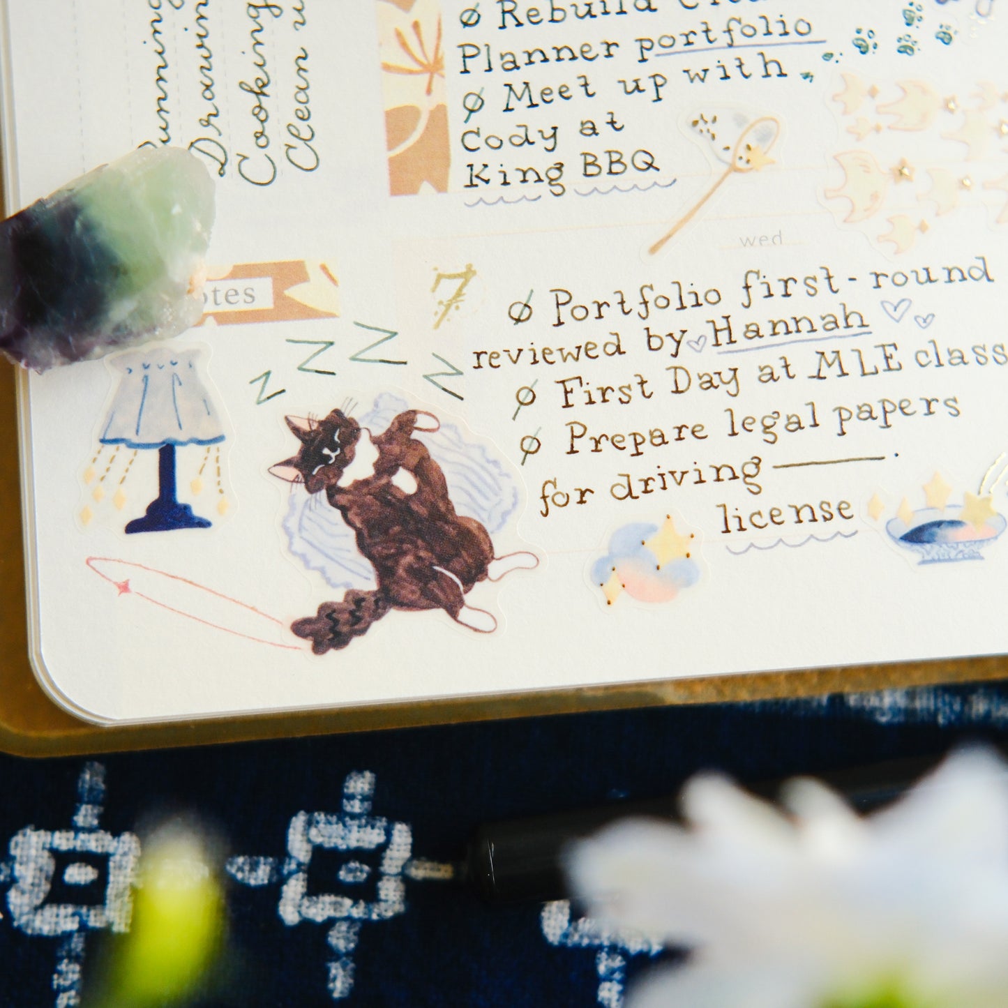 NEW! Teayou - Cat and Stars | Kiss-cut | Gold Foil | 4cm Tracing Paper Tape | Release Paper | 10M