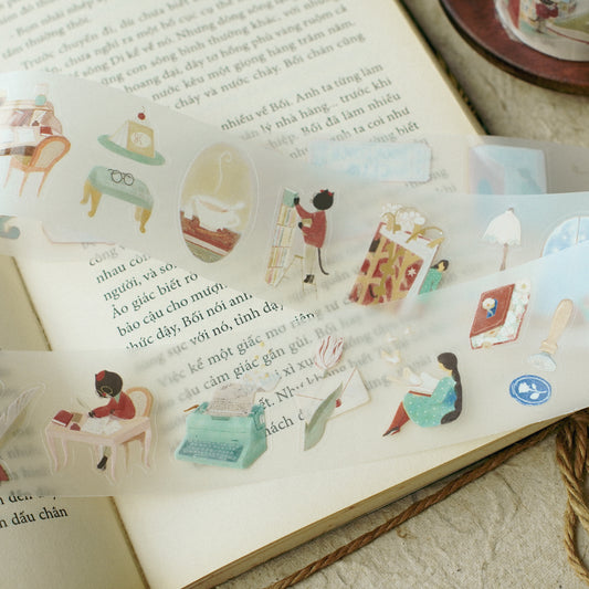 Teayou - The Enchanted Library | 4cm Matte PET Tape |  Die Cut | Release Paper