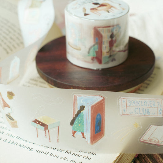 Teayou - The Enchanted Library | 4cm Matte PET Tape |  Die Cut | Release Paper