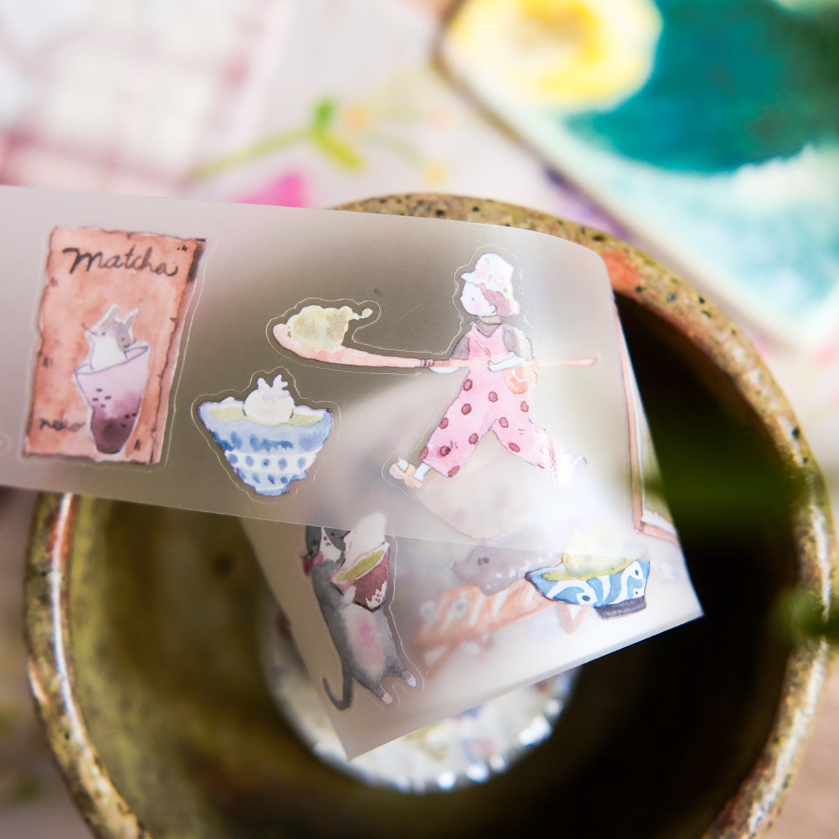 NEW! Teayou - Neko Matcha | Kiss-cut | 4cm PET Tape | Release Paper | 10M