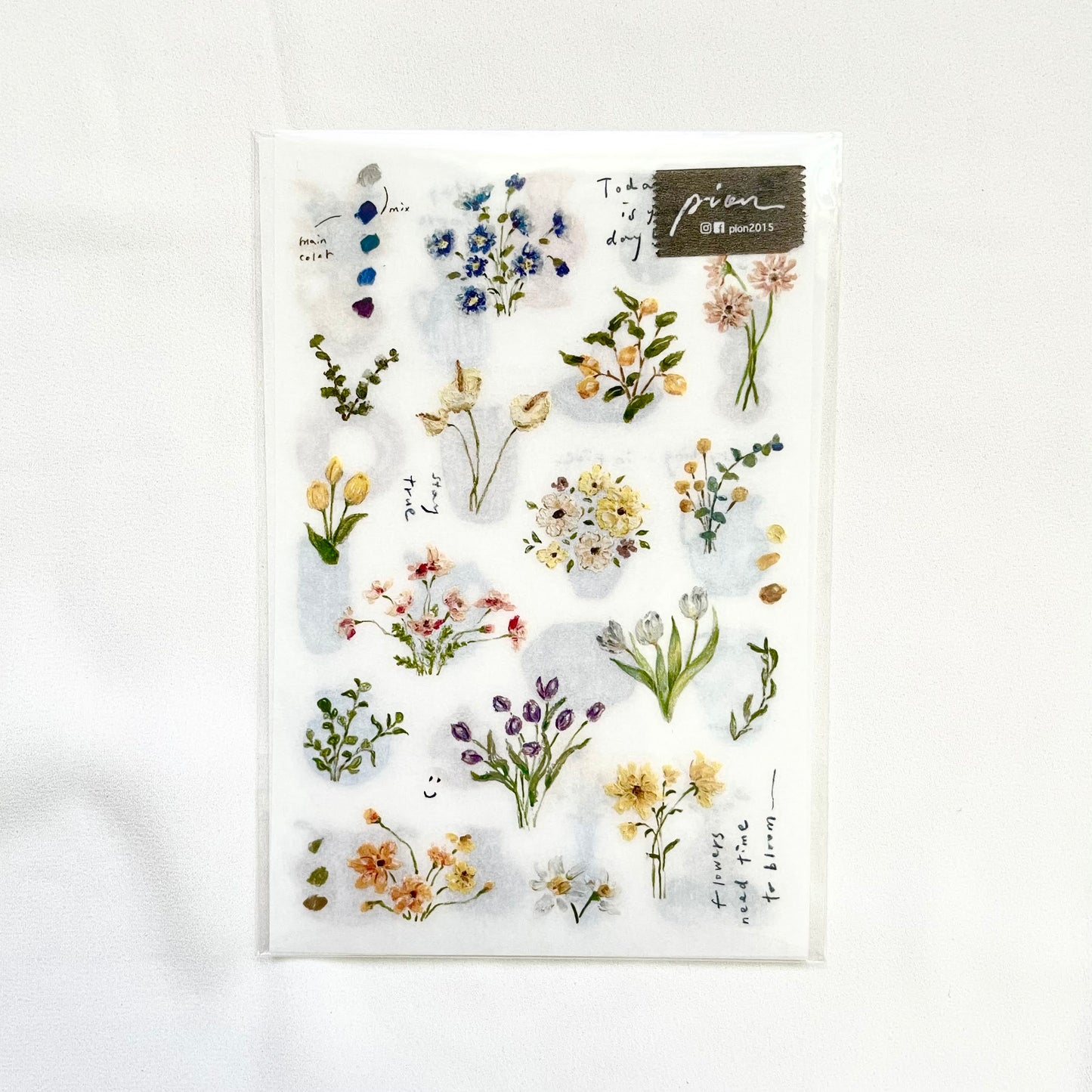 Pion - Floral | 2 Sheets | Rub On Sticker