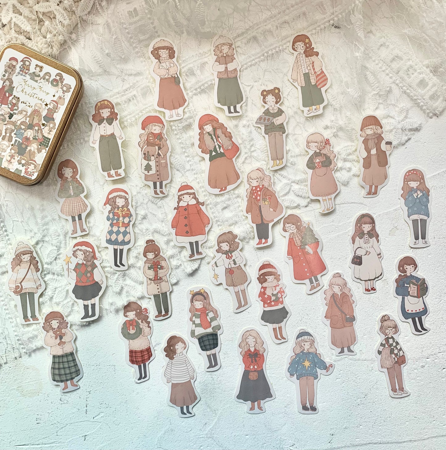 Sho Littlehappiness - Christmas Girls | 30pcs Stickers Tin Box