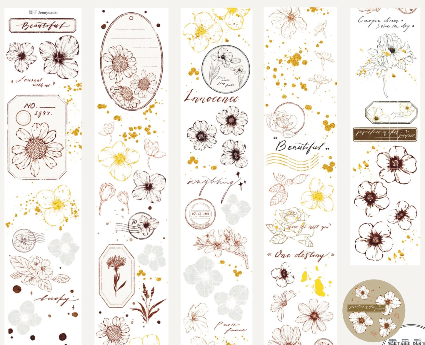 Jennyuanzi Studio Vol.4 - Flower In Mist | 4.5cm PET Tape | Release Paper