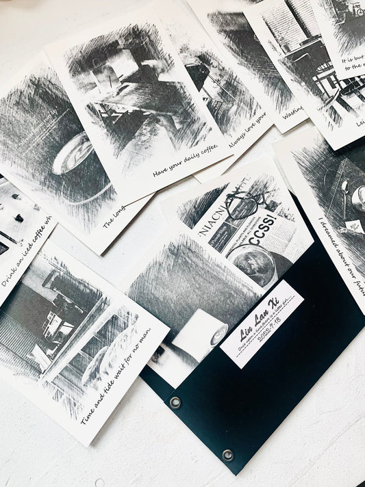 LLX - Black & White | 12 Sheets Postcard | Ephemera Paper