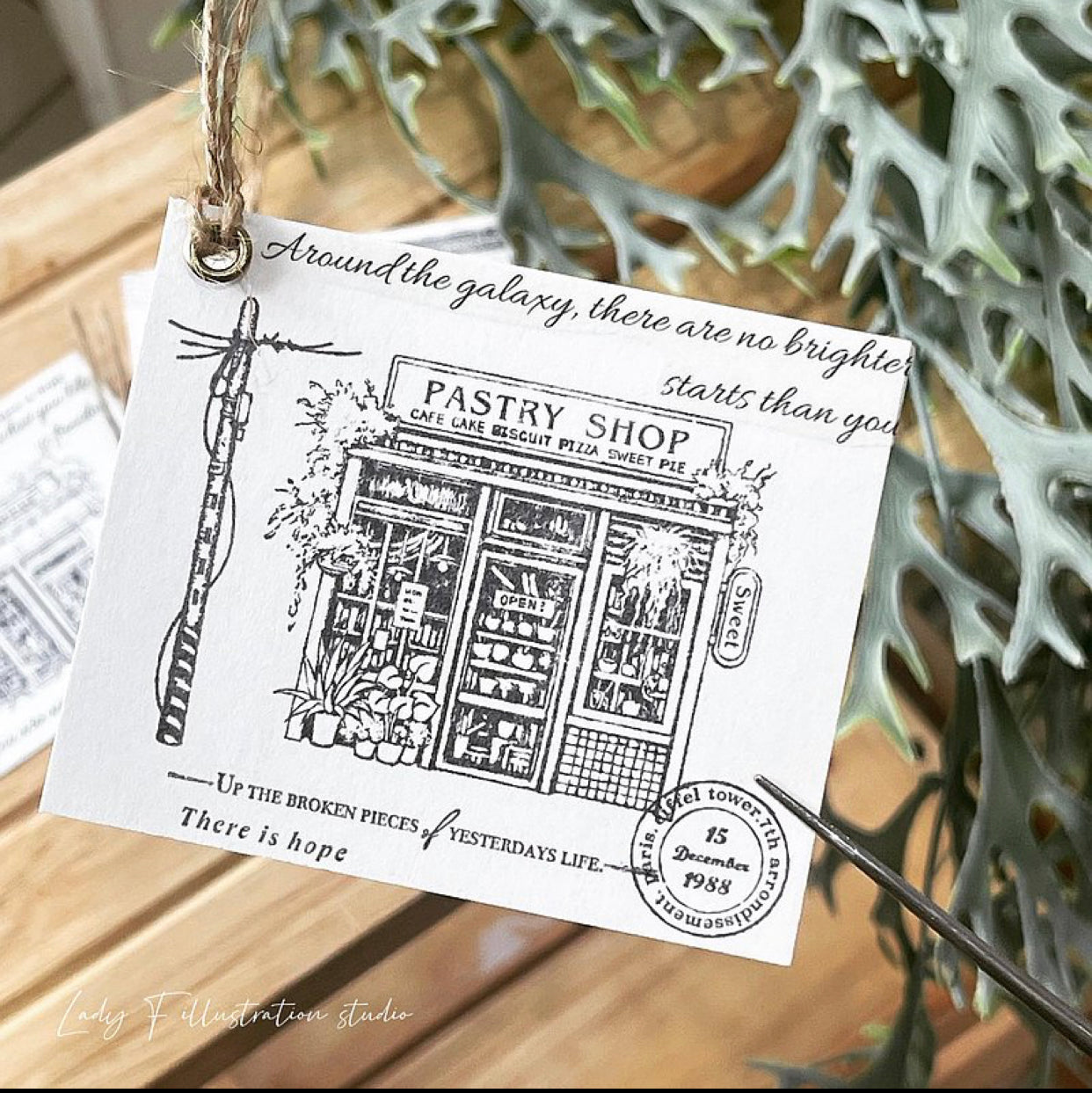 Lady F - Retro Store Street Stamp Set | Rubber Stamp | 1 Free Stamp Gift