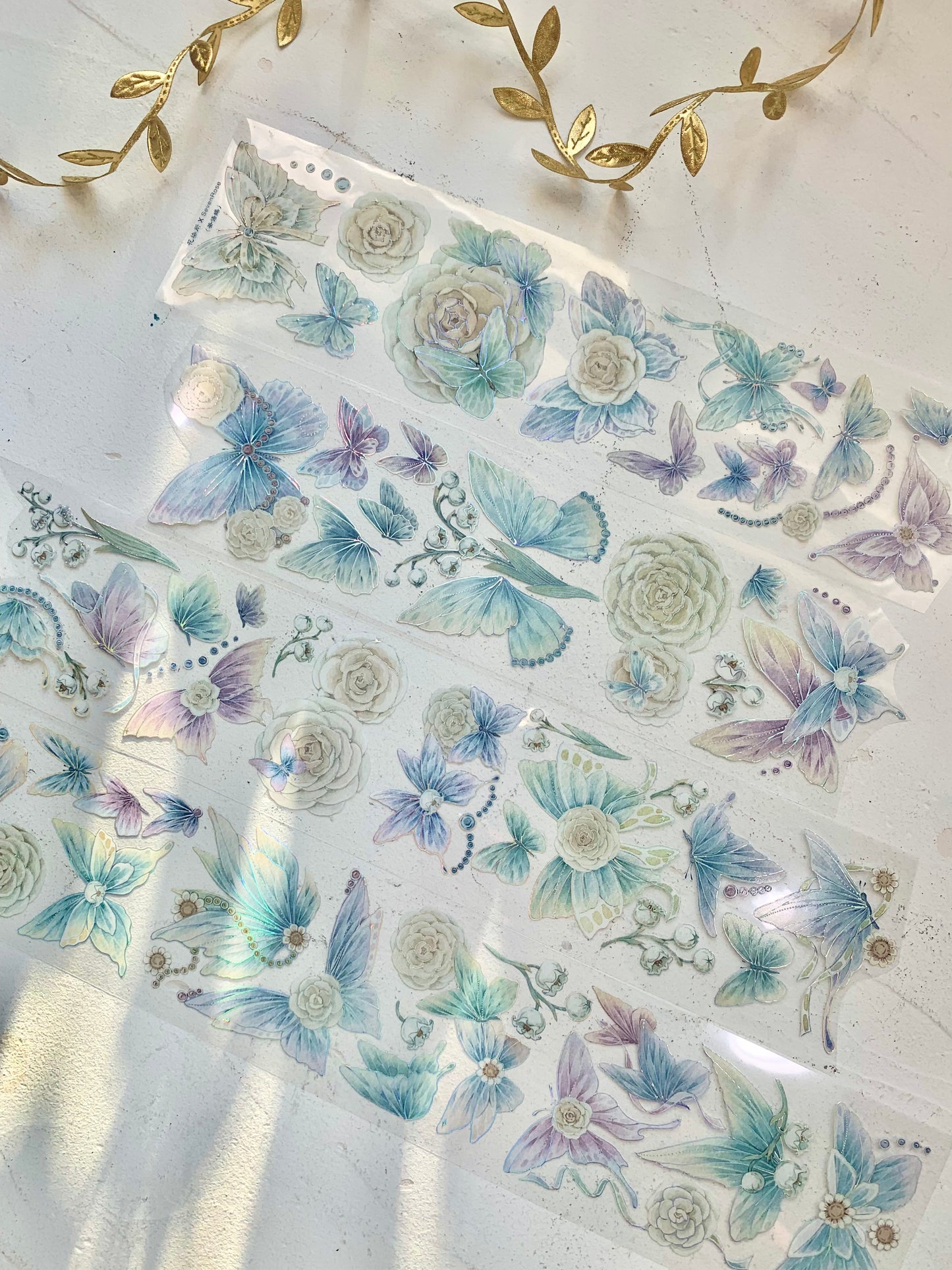 HQS Studio - Camellia & Butterfly | 6cm Laser Silver PET Tape | Release Paper