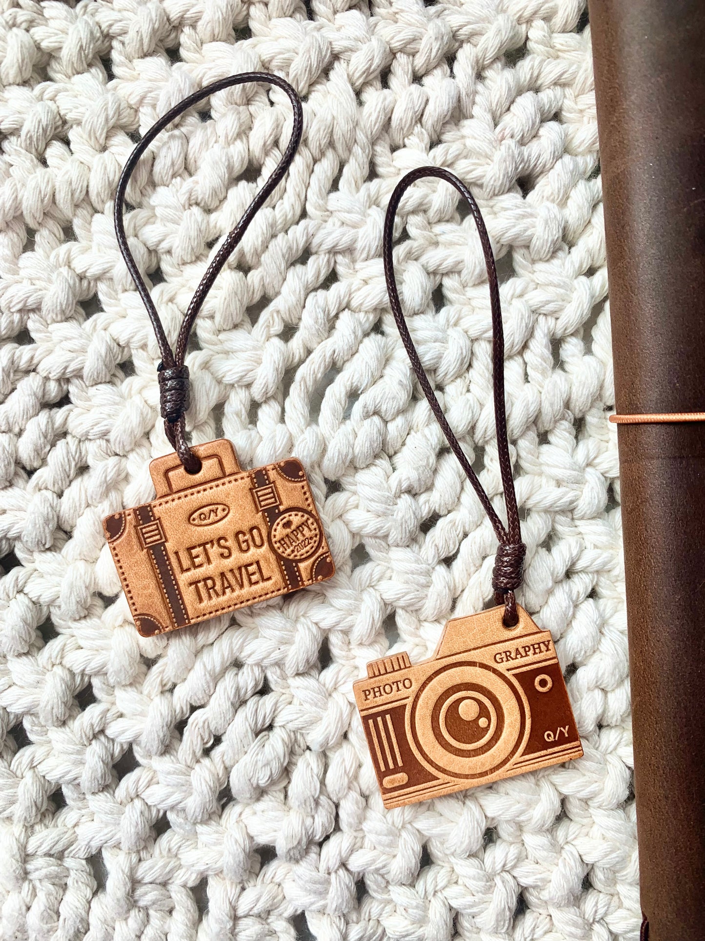 Leather - Travel | Planner/ Traveler's notebook Charm | Bookmark | Accessories