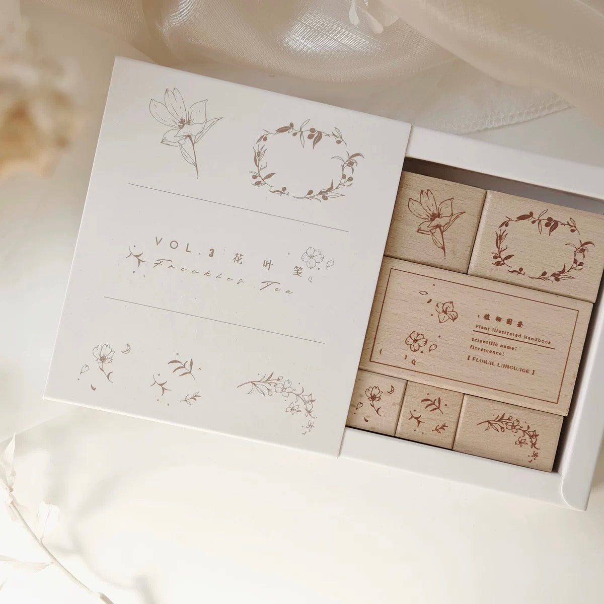 Freckles Tea Vol.3 -  Flower and Leaf Notes | Rubber Stamp Set