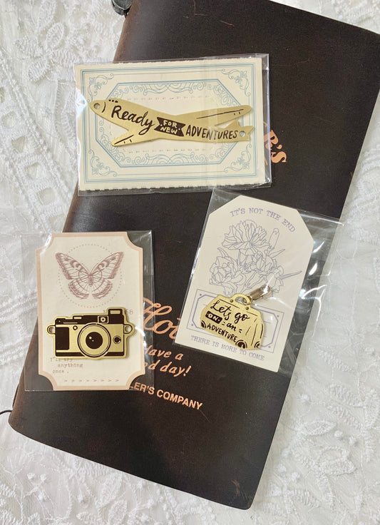 Gihotime Brass Charm - Travel | Notebook Decorations | Accessories