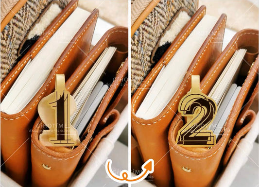 Gihotime Brass Clip - Number | Double Side Print | Notebook Clip | Bookmark