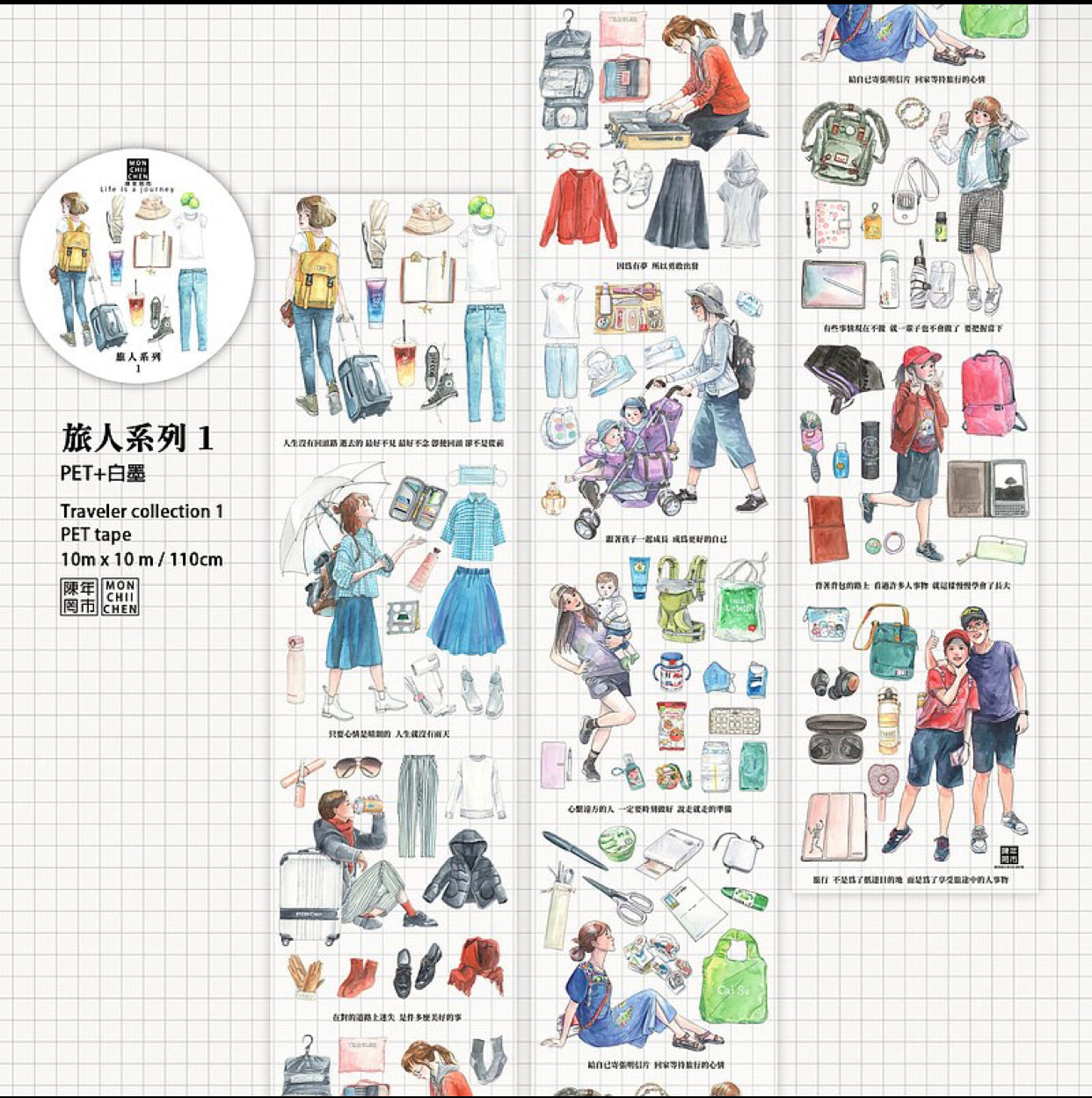 Monchii - 10cm Traveler Collection 1 | Glossy PET| Release Paper