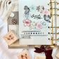 Rosy-moon Studio - Flower & Butterflies | Watercolor Style | 9pcsRubber Stamp Set