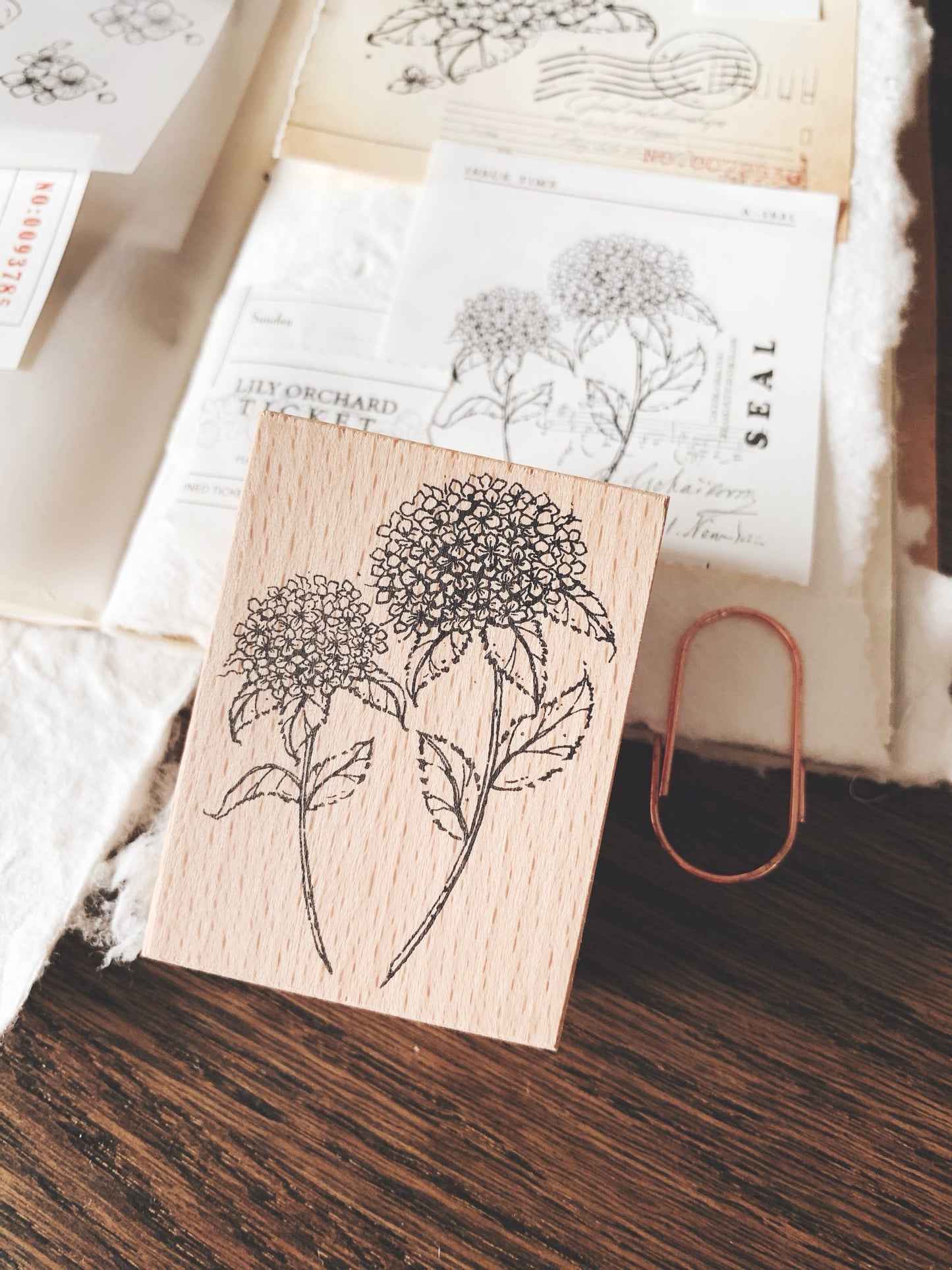 Two Raccoons - Hydrangea In The Summer | Rubber Stamps