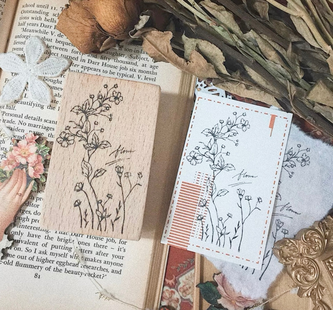 Jeenzaa Zoey Studio - <Flower. Branch > | Set 2| Rubber Stamps