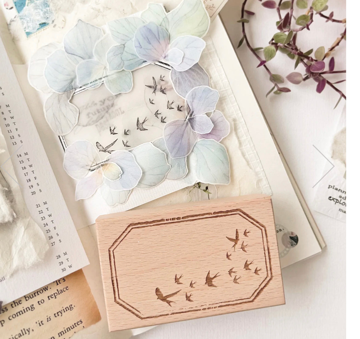 Journal Pages - Swallow Series| Rubber Stamps
