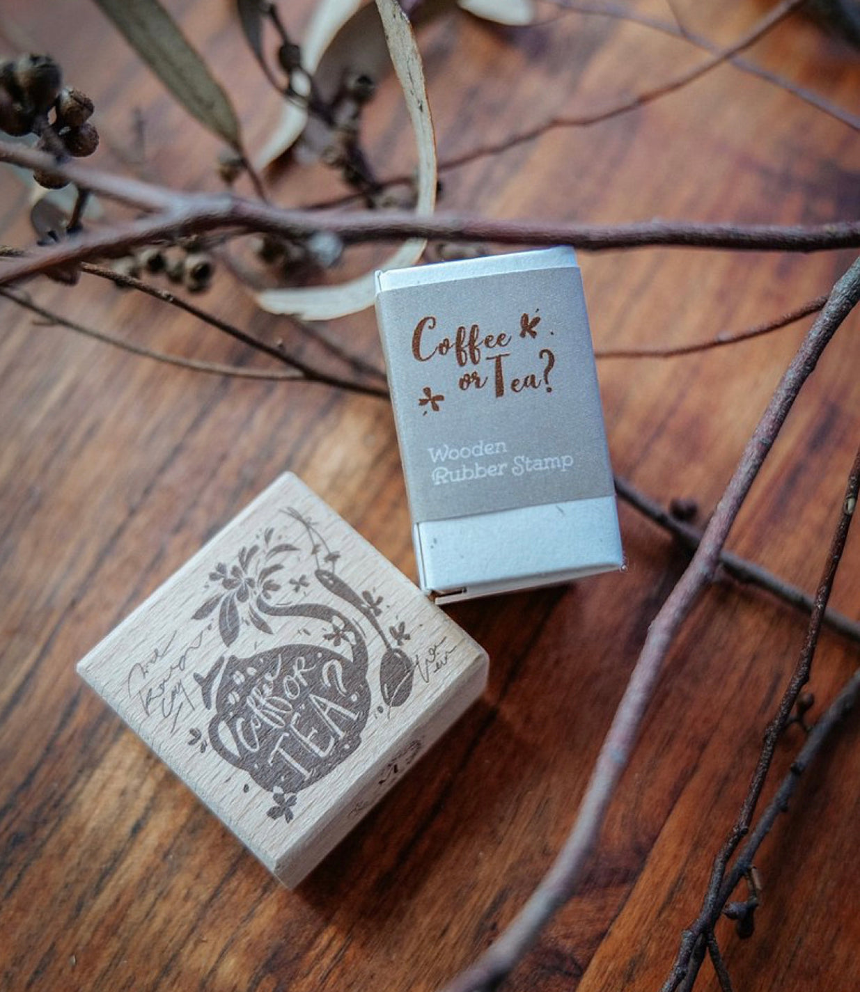 Meow Illustration - Coffee or Tea | Rubber Stamp