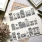 Lady F - 7cm Hand Drawn Buildings | Washi Tape | Release Paper