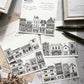 Lady F - 7cm Hand Drawn Buildings | Washi Tape | Release Paper