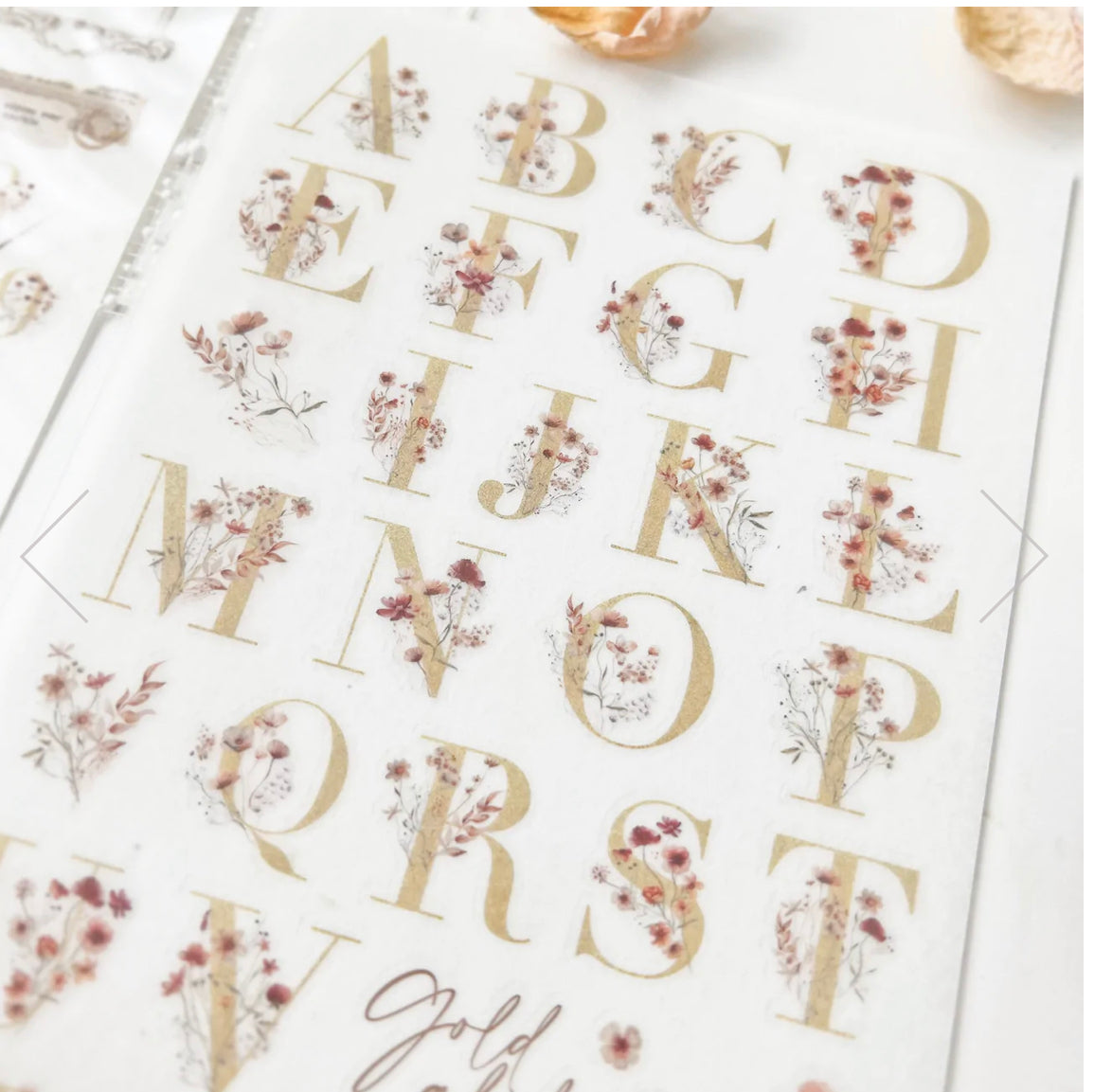 Journal Pages - Golden Alphabet & Number | 2 Sheets | Rub On Sticker
