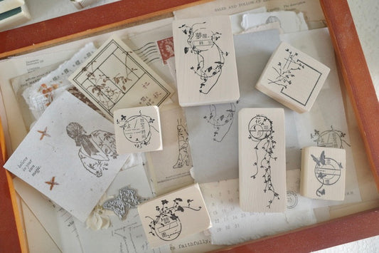 Hanen Studio - Floral Stamp Collection | 6pcs Rubber Stamp Set