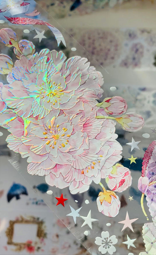 KY Studio - Cherry Blossom | 7cm Iridescent PET Tape | Release Paper