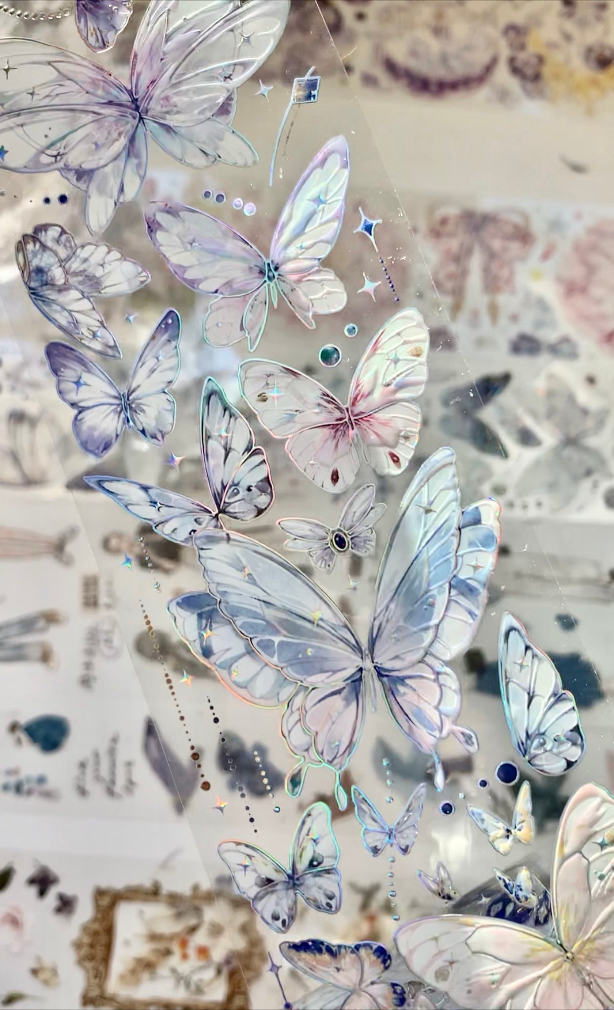 ZX Studio - Spring Butterfly | 6cm Laser Silver PET Tape | Release Paper