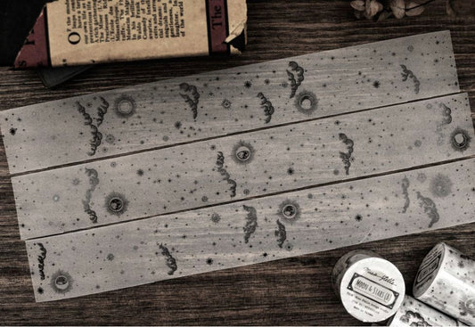 Miao Stelle - Moon & Stars (Black Ink) | 4.5cm PET Tape | Release Paper