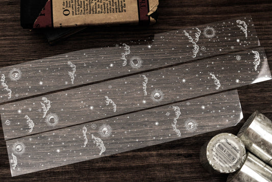 Miao Stelle - Moon & Stars (White Ink) | 4.5cm PET Tape | Release Paper